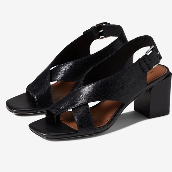DONALD PLINER Pasha Black Slingback Block Heel Sandals Shoes Heels - Picture 1 of 11